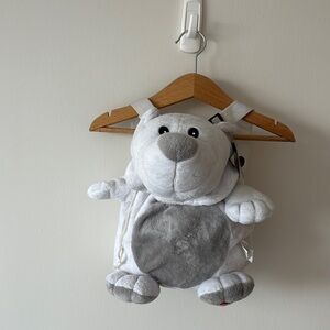 Adorable Gray and White Plush Backpack